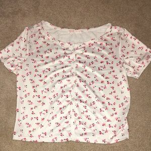 Girls S silk button down floral shirt
